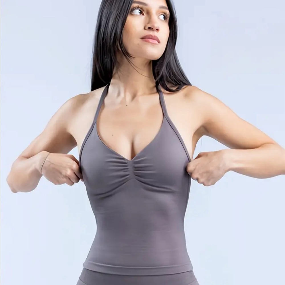 Dark Gray Halter Neck Sports Top